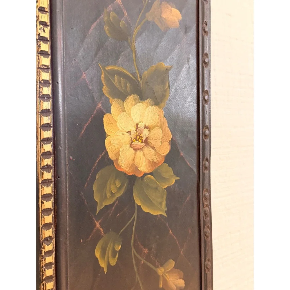 Floral Wall Mirror Misc OS Dark Brown Good Hand Painted Folk Art Decor